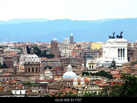 City view of Rome - Albano Mountains - Panorama-stock-foto