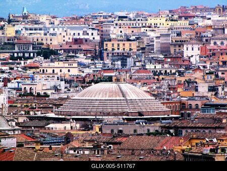 Rome - Panorama- City view - Pantheon Dome-stock-foto