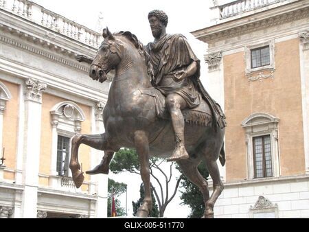 Rome - Marcus Aurelius horse Statue - Capitol-stock-foto