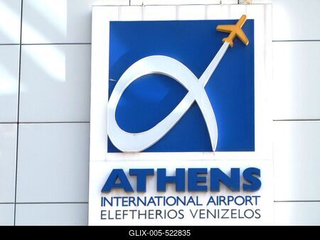 Athens Airport Emblem - Eleftherios Venizelos-stock-foto