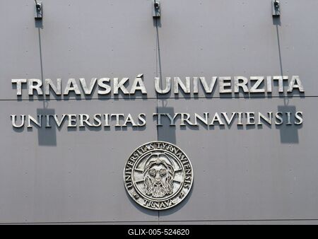 Trnava (Nagyszombat), 27 May 2018Name and Emblem of the University of Trnava.A trnavai egyetem neve ?s embl?m?ja.-stock-foto