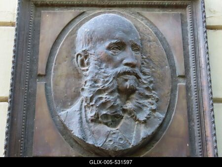 Memorial plaque depicting baron Frigyes Podmaniczky - Budapest-stock-foto