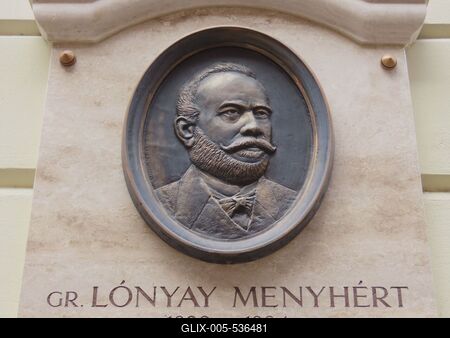 Memorial plaque of count Lónyay Menyhért - Budapest-stock-foto