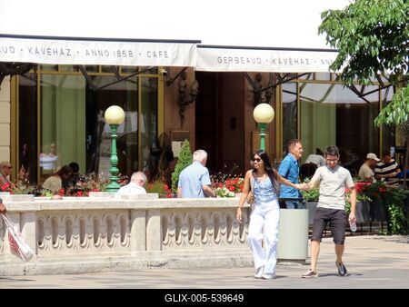 Budapest - Tourists at the downtown Gerbaud coffee house.-stock-foto