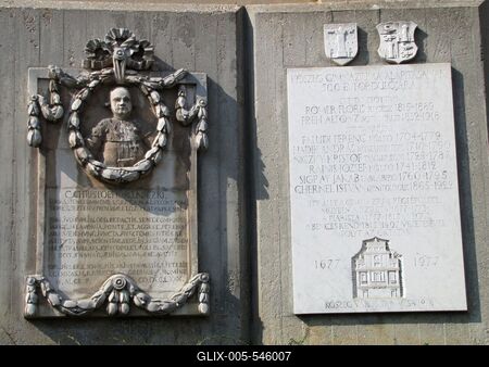 K?szeg (Hungary), 13 Septembeer 2016.Memorial of the foundation fo K?szeg gymnasium.A k?szegi gimn?zium alap?t?s?nak eml?kt?bl?ja.-stock-foto