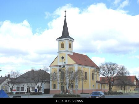 Bugyi, 2010. m?rcius 14.A bugyi Szent Adalbert katolikus templom (XVIII. szd.).-stock-foto