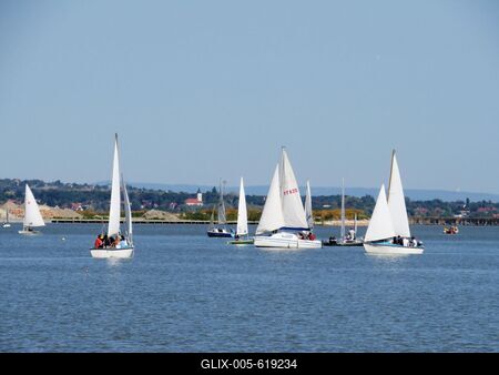 Sailboats on Lake Velence - Hungary-stock-foto