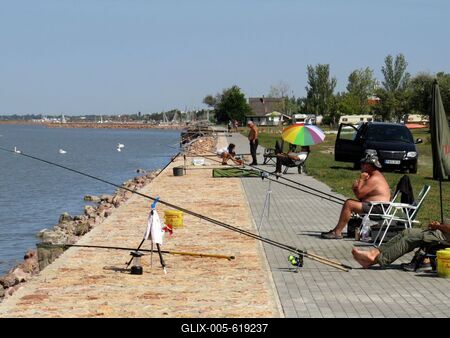 Fishermen  - Lake Velence - Hungary-stock-foto
