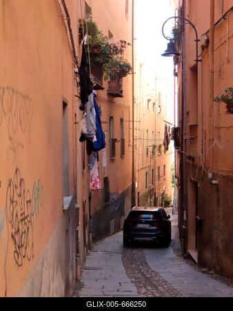 Cagliari old town alley - Sardinia - Italy-stock-foto