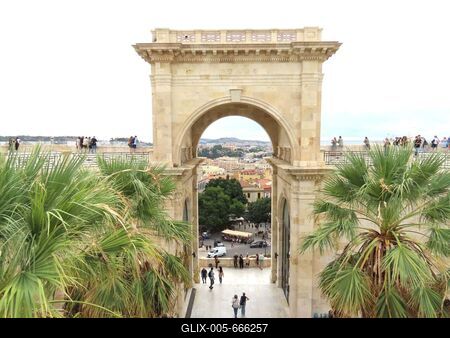 The triumphal arch of the bastion of Saint Remy in Cagliari - Sardinia - Italy-stock-foto