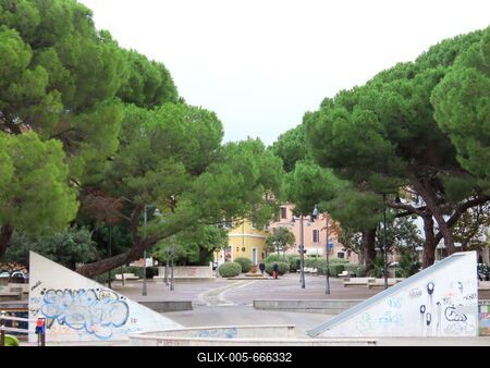 Nuoro - Sardinia - The city's landscaped main square - Italy-stock-foto