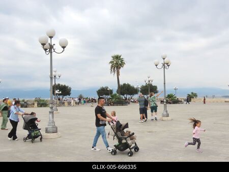 People walking on the bastion of Cagliari Saint Remy - Sardinia - Italy-stock-foto