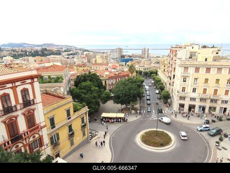 Cagliari skyline from Saint Remy bastion - Sardinia - Italy-stock-foto