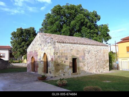 The 14th century St. John's Church in Barumini, Sardinia - Italy-stock-foto