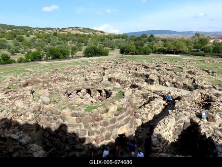 Visitors in Nuragh fortress - Barumini - Sardinia - Italy-stock-foto
