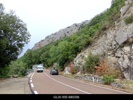 Mountain landscape and road in the central part of the island of Sardinia - Italy-stock-foto