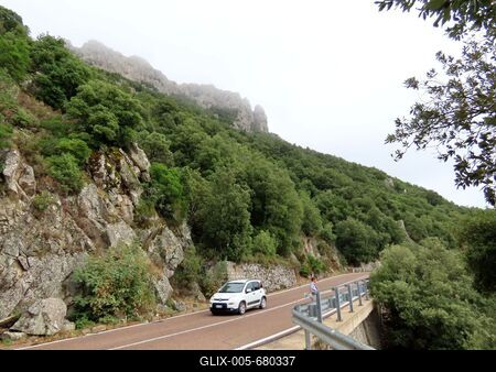 Mountain landscape and road in the central part of the island of Sardinia - Italy-stock-foto