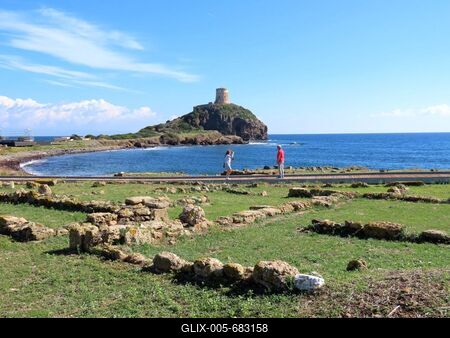 Nora - Remains of an ancient Phoenician settlement - Sardinia - Italy-stock-foto