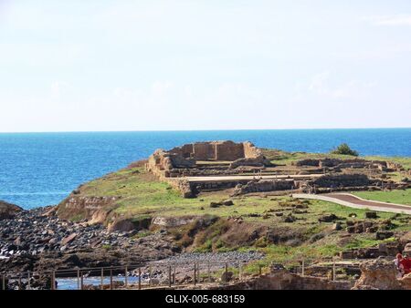 Nora - Sardinia - Remains of an ancient Phoenician settlement-stock-foto