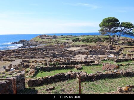 Nora - Sardinia - Remains of an ancient Phoenician settlement-stock-foto