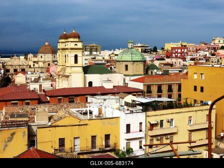 Cagliari overlooking the sea. - Sardinia - Italy - Houses and Domes-stock-foto