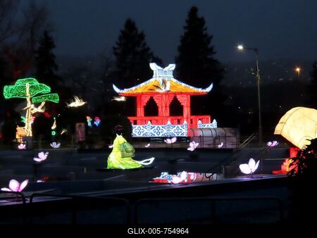 The lights of Lumina Park - Budapest - Margaret Island-stock-foto