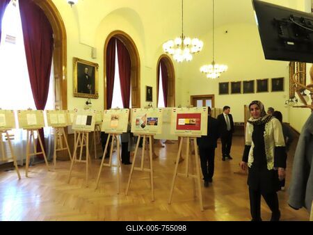 Iranian exhibition on history of Centenary of Hungarian-Iranian diplomatic relations - Budapest - ELTE University-stock-foto