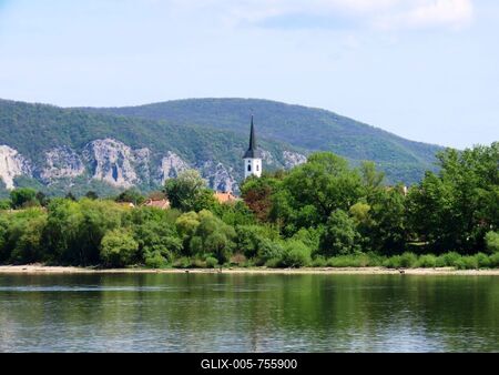 The tower of the Szentgyörgymező church and parish - Esztergom - Hungary - Danube-stock-foto