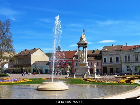 Esztergom - Hungary - Republic Square in spring attire-stock-foto