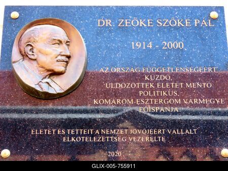 A relief commemorating Dr. Zeőke Pál Szőke governor of Komárom-Esztergom County - Esztergom - Hungary-stock-foto