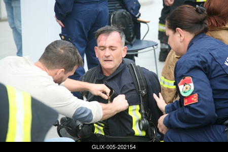 Országos Tűzoltó Lépcsőfutó Bajnokság Budapesten-stock-foto