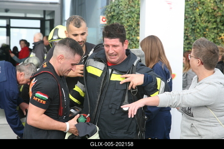 Országos Tűzoltó Lépcsőfutó Bajnokság Budapesten-stock-foto