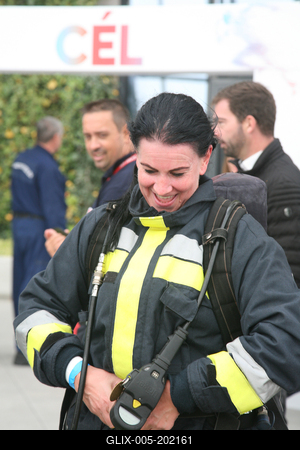 Országos Tűzoltó Lépcsőfutó Bajnokság Budapesten-stock-foto
