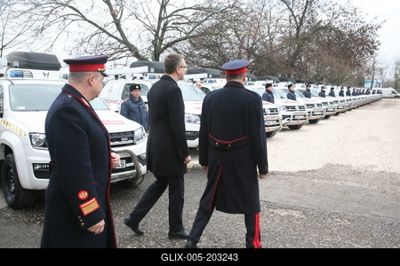 Tűzoltó gépjárművek és eszközök átadása Budpesten-stock-foto