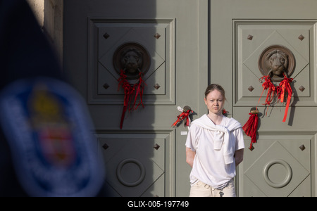 Hungarian mothers protest in Budapest-stock-foto