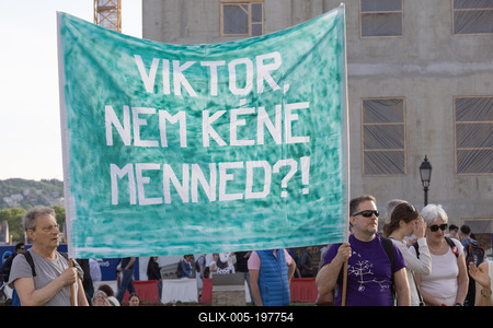 Hungarian mothers protest in Budapest-stock-foto