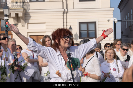 Hungarian mothers protest in Budapest-stock-foto