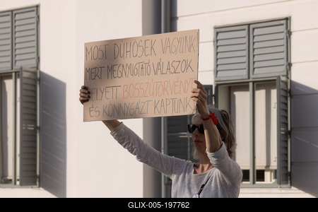 Hungarian mothers protest in Budapest-stock-foto