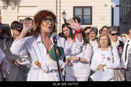 Hungarian mothers protest in Budapest-stock-foto