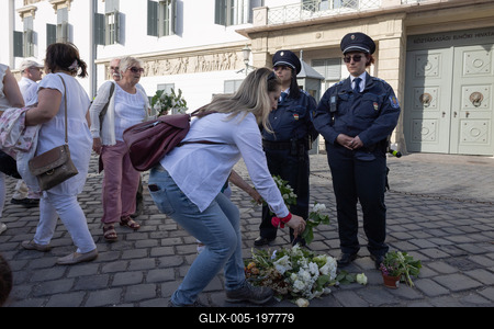 Hungarian mothers protest in Budapest-stock-foto