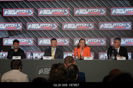 Giancarlo Fisichella (ITA), Gianpaolo Matteucci  (ITA), Adrienn Dancso (HUN) and Zsolt Forro (HUN)-stock-foto