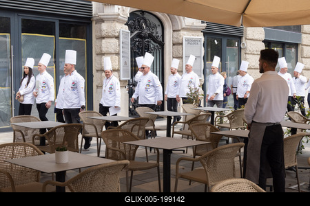 Cook procession in Budapest-stock-foto