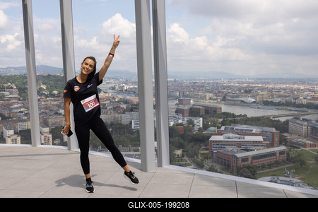 Stair running competition in MOL Campus tower in Budapest-stock-foto