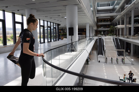 Stair running competition in MOL Campus tower in Budapest-stock-foto