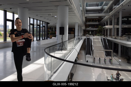 Stair running competition in MOL Campus tower in Budapest-stock-foto