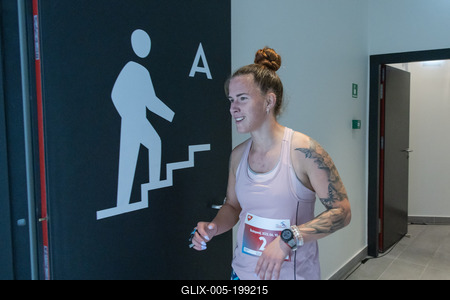 Stair running competition in MOL Campus tower in Budapest-stock-foto