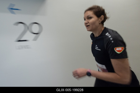Stair running competition in MOL Campus tower in Budapest-stock-foto