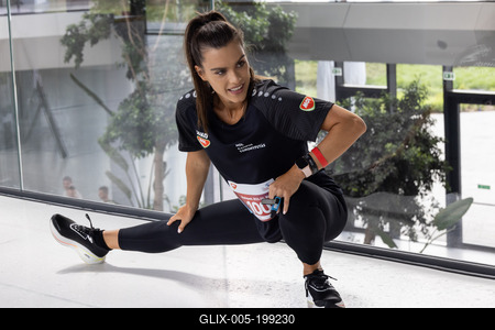 Stair running competition in MOL Campus tower in Budapest-stock-foto