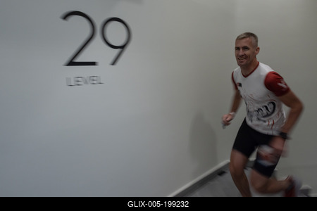 Stair running competition in MOL Campus tower in Budapest-stock-foto