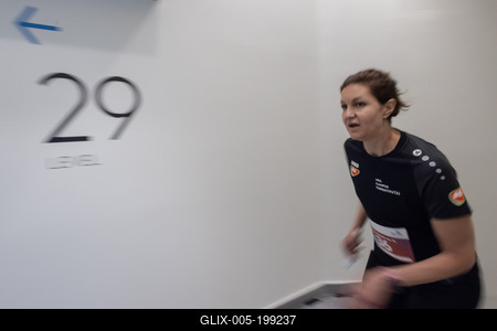 Stair running competition in MOL Campus tower in Budapest-stock-foto